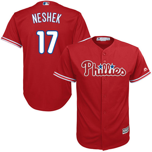 Phillies #17 Pat Neshek Red Cool Base Stitched Youth MLB Jersey - Click Image to Close